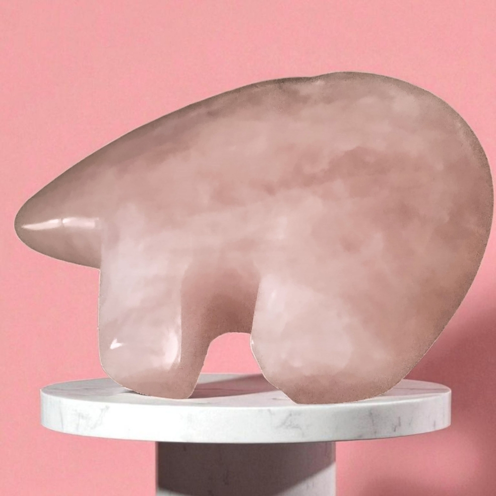 Rose Quartz Carved Besr